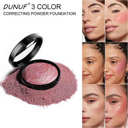 3 Color Blush Palette Waterproof Lightweight Breathable Long Lasting Smooth Baked Powder Blusher Correcting Foundation 60g