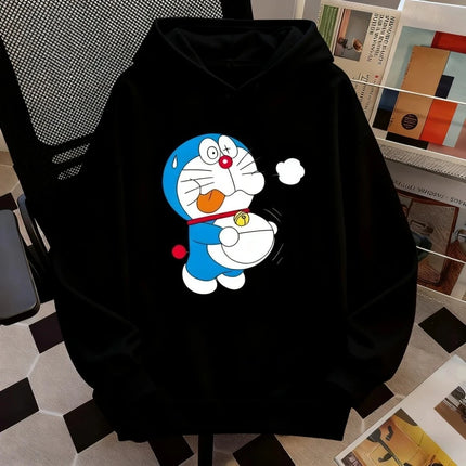Autumn and Winter New Harajuku Cartoon Doraemon Hooded Sweatshirt Loose Children's Top Cute Boys and Girls Clothing