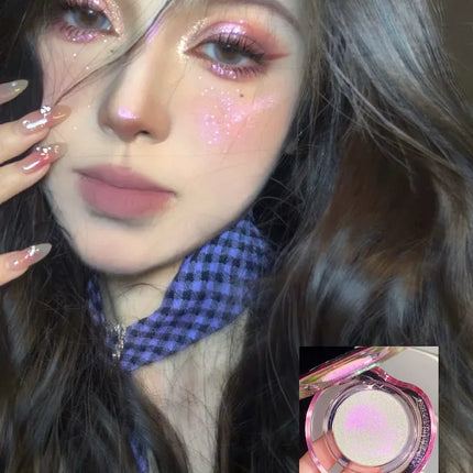 RMT Chameleon Highlight Pink Purple Fine Powder Cream Blusher Shiny ROMATIC Face Brighten High Gloss Integrated Plate Makeup