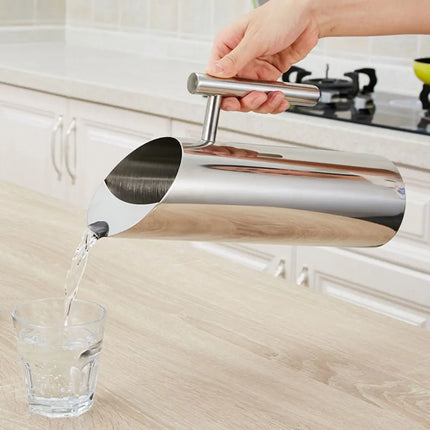 Stainless Steel Water Pitcher With Spout Guard, Food Grade Modern Metal Jug for Hot/Cold Drinks, Heat Insulation Handle