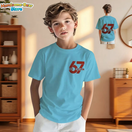 6 7 Six Seven Meme Colorful Design T-Shirt for Kids Chaotic Humor Y2k Game Saying Tee Funny Gifts Boy Top Fashion Kids Clothes