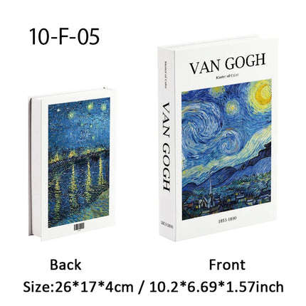 Van Gogh Monet Fake Book Painting Decorative Books Storage Box Sunflower Water Lily Coffee Table Books Home Decor Shooting Props