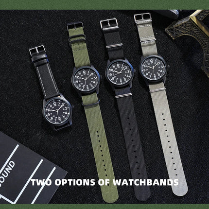 TPW Air Force Field Watch Fabric Strap 24 Hours Display Quartz Movement 42mm Dial