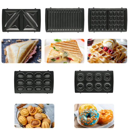 Electric Waffle Maker 7 In 1 Grill Sandwich Cake Donut Walnut Panini Plate Cooking Kitchen Appliances Toaster Breakfast Machine