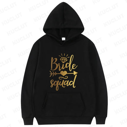 Bride Tribe Squad Print Hoodies Women Hooded Sweatshirts Bachelorette Hen Party Wedding Bridesmaid Group Matching Pullover Tops