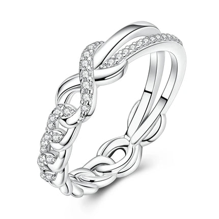 Shine Zircon Ring 925 Silver Original Stone Multi Layer Simple Infinitely Wide Rings For Women FineJewelry Wedding Party Gift
