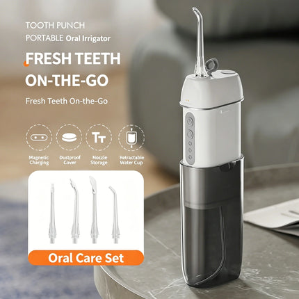 Portable Retractable Water Flosser, Electric Oral Irrigator for Teeth Cleaning, Braces & Tongue Care, Ultrasonic Dental Cleaner