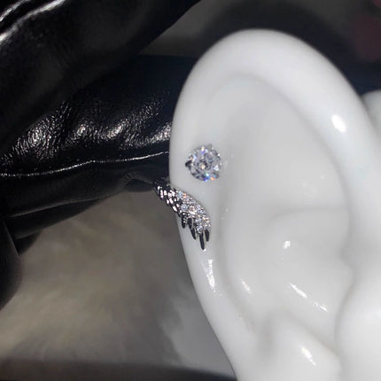 LATS 1pcs Silver Color Wing Ear Bone Nail for Women New Fashion Zircon Earrings Accessories Fashion Jewelry