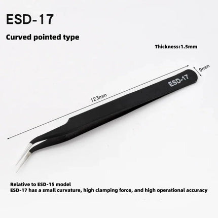 Stainless Steel Tweezers Set,Pointed,Elbow,Flat Head Tweezers Set Hand Tools Industrial Repair Tools Anti-static