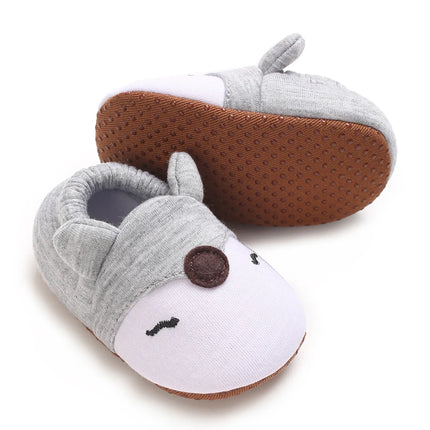 Cartoon Animal Pattern Newborn Baby Shoes Boys Girls 0-18M Slippers Soft Sole Non-slip Crib First Walker Winter Warm Booties