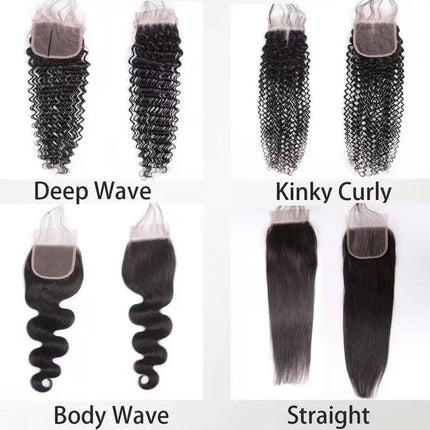 4x4 HD Transparent Lace Closure Human Hair Straight Body Wave Deep Wave Kinky Curly Lace Closure Preplucked With Baby Hair