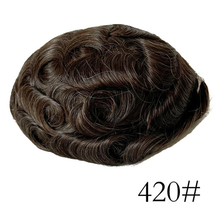 Undetectable Men Toupee All V Loop Super Thin Skin Hair Replacement System for Men Natural Hairline Wig
