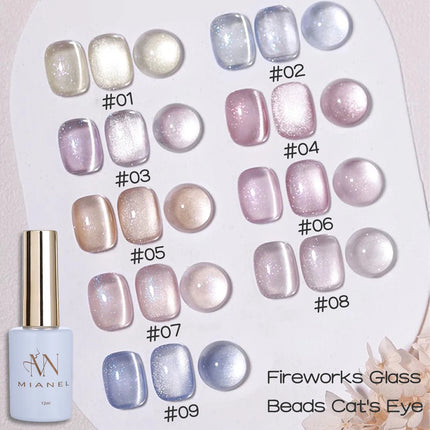 MIANEL 12ML 2026 New Tyndall Cat Eye Gel Nail Polish Flash Whitening Small Light Bulb Crystal Nail Polish Pink Nails 1-5pcs