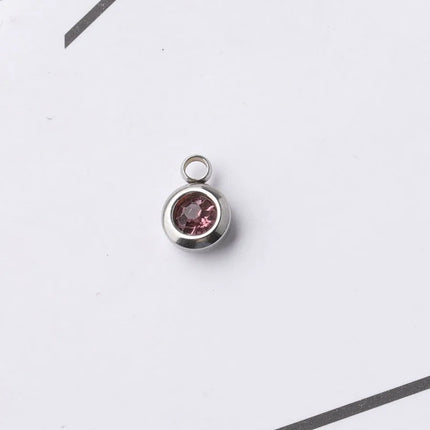 6.5mm Gold Titanium Steel Zodiac Sign Birthstone Pendant Charm Lucky Birthday Stone Cup Drill Point for DIY Jewelry Making