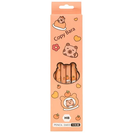 12pcs Kawaii Capybara Pencils Sketching Drawing Pencil With Eraser Unpointed For School Office Students Stationery Supply Pencil