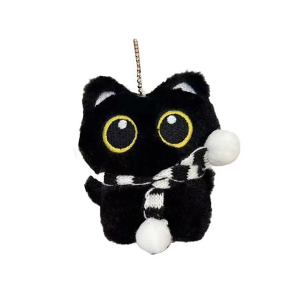 Cute Black Cat Plush Toy Doll Keychain Small Pendant Car Keyring Kitten Toy Doll For Boy Girl Brithday Gifts