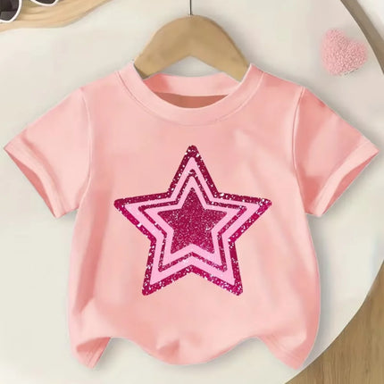 2026 Children's Clothing Girl T-Shirt Short Sleeve Child T-Shirt Vibrant Heart Graphic Casual Kids Summer Clothes Girl Top Tees