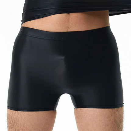 Mens Sexy Nylon Sheer Shiny Oil Boxer Shorts Underwear Solid Color Boxershorts Erotic Elastic Ice Silk Panties Underpants Cueca