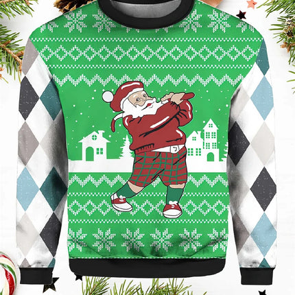 Funny Santa Claus Graphic Ugly Christmas Sweater For Men Fashion Autumn Winter 3D Printed Sweatshirt Casual Oversized Pullovers