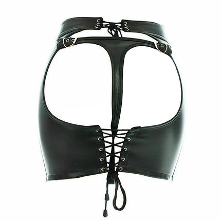 BDSM Restraint Ass Porn Mini Skirt Sexy Lingerie Whip Paddle PU Leather G-String Panties Dress  Erotic Sexy Costume Women