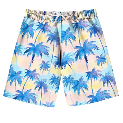 Fashion Men Hawaiian Beach Shorts 3d Printed Plam Tree Graphic Men Surf Board Shorts Oversized Quick Dry Y2k Men Casaul Shorts