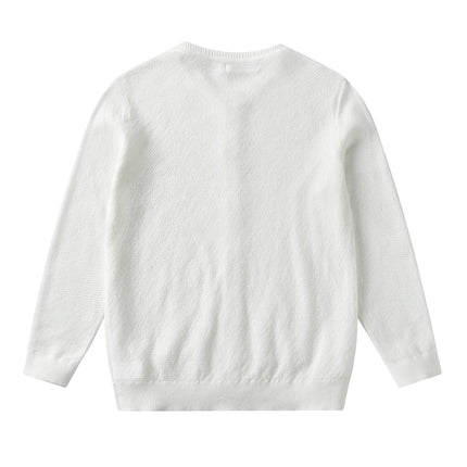 Children Kids Boutique Mathcing Clothes Cardigan Brother Sister Baby Holiday Outfits Boys Girls Knitted White Tops Cardigans