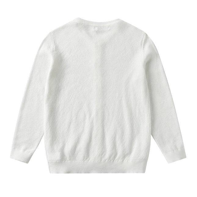 Children Kids Boutique Mathcing Clothes Cardigan Brother Sister Baby Holiday Outfits Boys Girls Knitted White Tops Cardigans