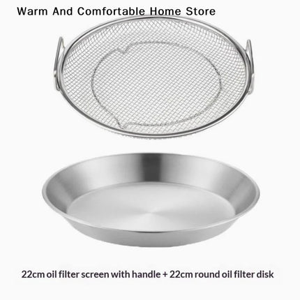 【W】Food-grade Premium Stainless Steel Filter Tray Oil Strainer Reusable Round Mesh Basket Frying Grilling Kitchen Strainer