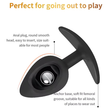 Butt Plug with Metal Ball Rolling Massage Silicone Vagina Anus Dilator Anal Bead Adult Product Sex Toys for Men Women Anal Plug