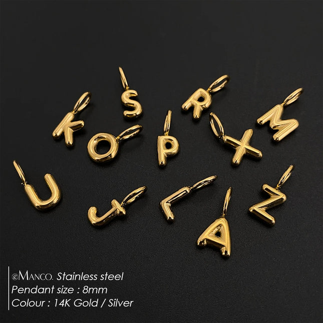 eManco Stainless Steel Gold-plated Charms Modern Style 3D Bubble Alphabet Elements DIY Necklace Bracelet Jewelry Making