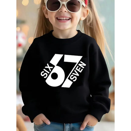 Children's Six Seven 67 Brainrot Crew Neck Hoodies Funny Sweatshirts for Boys Girls Unisex Hoody Manga Kids Streetwear Clothes