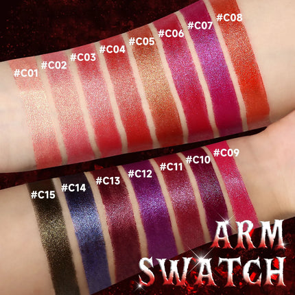 15Colors Metallic Glitter Lipstick Waterproof Lasting Diamond Pearlescent Metallic Lipstick Blue Lip Gloss Women Makeup Cosmetic