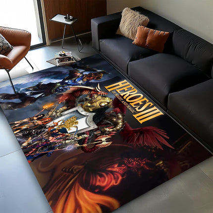 3D HOMM3 Heroes of Might and Magic Map Treasure Chest Retro Game Carpet Rug for Living Room Bedroom Home Sofa, Non-slip Floor Mat