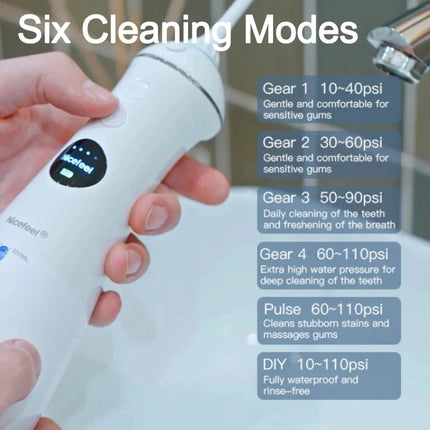 Oral Irrigator Dental Water Flosser LED Display Screen Waterproof  Dental Water Jet Floss 300ML Water Tank 6 Modes 5 Nozzles
