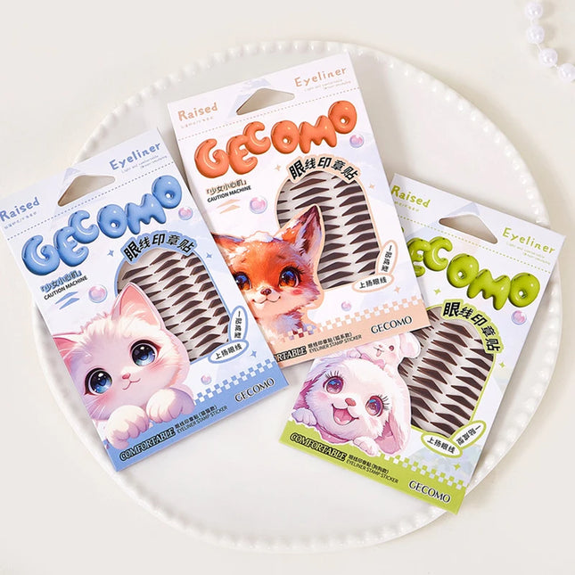 GECOMO Eyeliner Stamp Sticker Waterproof Brown Korean-style Natural Eye Makeup Novice Use Simple Symmetry Eyeliner Seal Stick