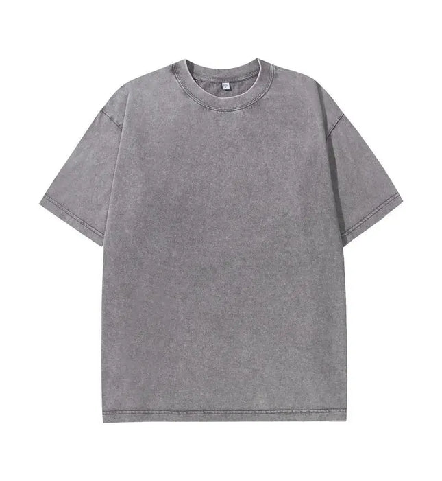 230G Cotton American Large Size T Shirts Men Summer Hip Hop Retro Vintage Clothes Washed Tees Casual Short Sleeve Basic Male Top