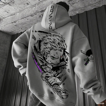 One Piece Zoro Anime Men Hooded Sweatshirt Spring Autumn Cotton Streetwear Casual Hoodie Graphic Print Cosplay Long Sleeve Tops