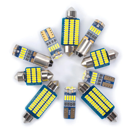 10Pcs For VW Volkswagen Polo 9N 9N3 2002-2005 2006 2007 2008 2009 Car Bulbs Accessories LED Interior Map Dome Ceiling Light Kit