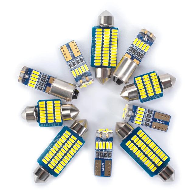 10Pcs For VW Volkswagen Polo 9N 9N3 2002-2005 2006 2007 2008 2009 Car Bulbs Accessories LED Interior Map Dome Ceiling Light Kit
