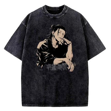 Anime Jujutsu Kaisen Choso Print T Shirt Men Women Y2k T-shirts Vintage Washed Cotton Tee Harajuku Male Short Sleeve Tshirt
