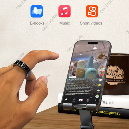 New Smart Ring R13 LED Display Screen Gesture Sweep Video Heart Rate Sleep Monitor 5ATM Waterproof Wireless Charging Rings 2025