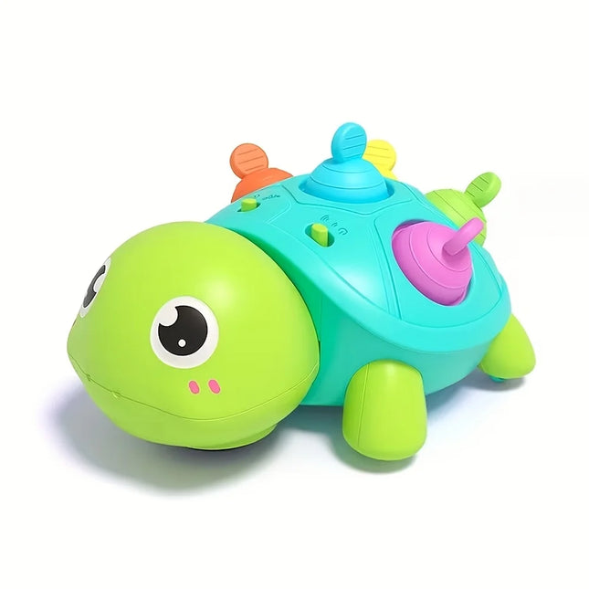 Baby Crawling Turtle Toy, Moving Musical Light-Up Infant Toy with White Noise, Obstacle Avoidance Educational Toy for 0 Months+