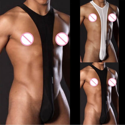 1pc Breathable Men's Elastic Strap T-back Bodysuit G-strings Thongs Jumpsuits Sexy Lingerie Underwear Briefs