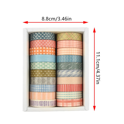 20 Rolls Skinny Washi Tape Scrapbooking School Supplies Basic Slim Decorative Adhesive Tape Stationery Decoration Masking Tape