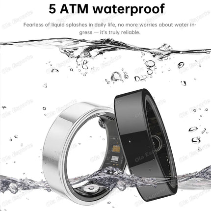Upgraded Vibration Reminder Smart Ring Waterproof Health Monitor Heart Rate&Sleep Monitoring Message Alert Alarm Clock Smartring