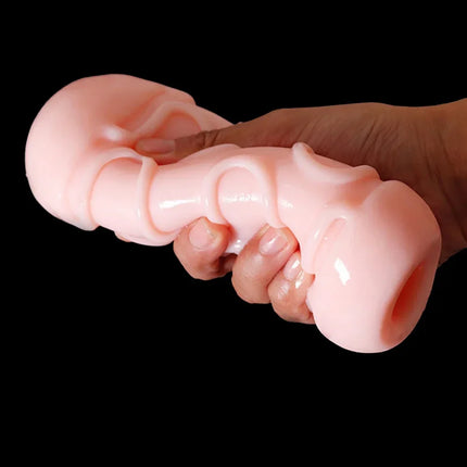 Male Masturbator Cup Penis Trainer with Sucking Ball Realistic Vagina Penis Massage Reusable Masturbator Oral Sex Toys for Men