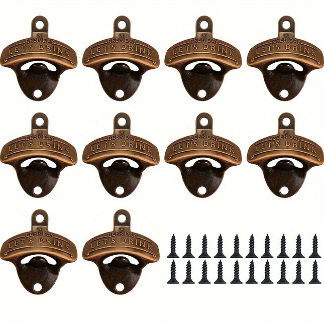 1/2/5/10pcs Vintage Bottle Opener Beer Day Retro Bottle Opener Wall Mounted for Pub BBQ DIY Solid Beer Opener Kitchen Gadgets
