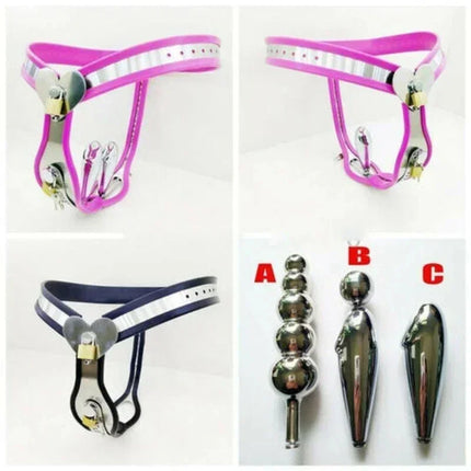 Female Chastity Belt Pants  Invisible Strap on Stainless Steel Gear Device BSDM Bondage SexToys for Woman anal viginal plugs