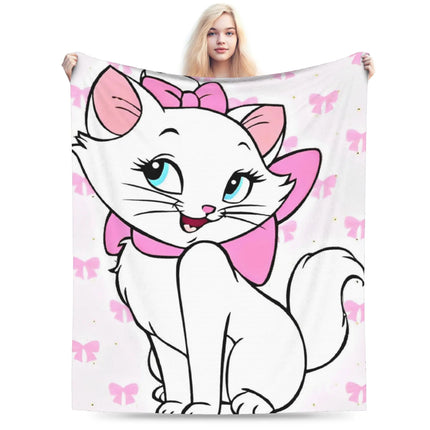 Aristocats Marie Cat Knitted Blankets Pink Wool Throw Blanket Summer Air Conditioning Portable Soft Warm Bedspread