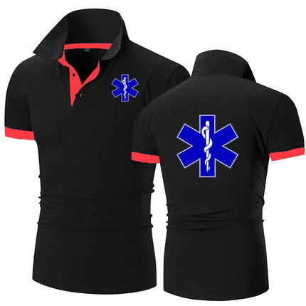 EMT Paramedic Emergency Medical Services polo shirt Men Casual T-shirt High Quality matching color cotton Men's Lapel shirt top